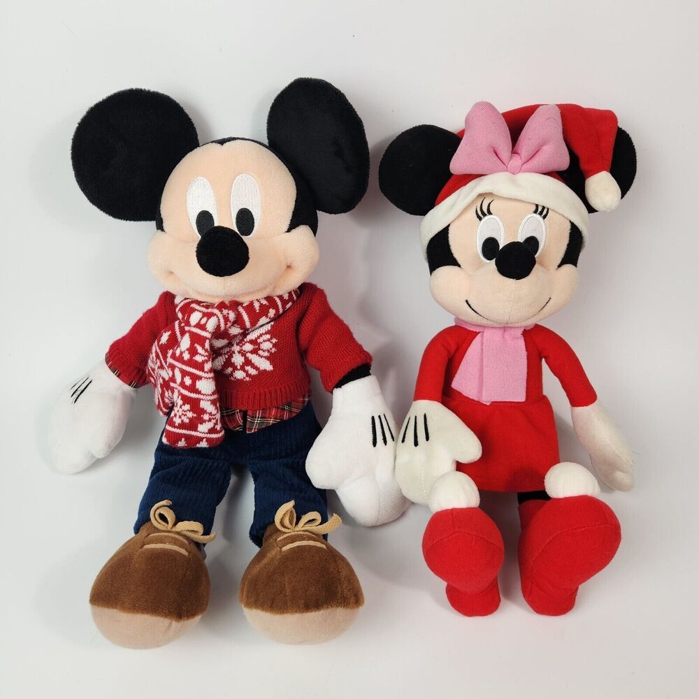 Mickey And‎ Minnie Christmas Plush Disney Store 2015 Walt Disney Decor Mouse